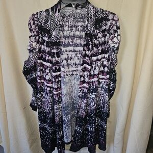 Womens purple & white printed cardigan/lightweight jacket